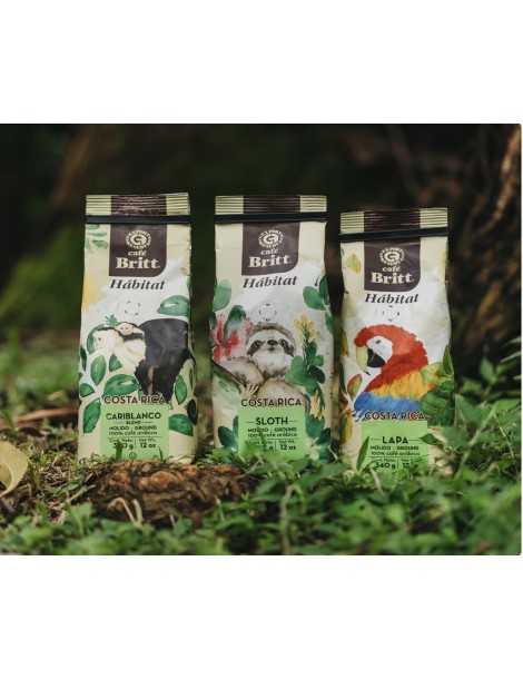 Café Britt® — Costa Rican Habitat kafijas komplekts (12 oz.) (3 iepakojumi) (Sloth, Lapa & Cariblanco) — kafijas pupiņas, arabikas kafija, košers, bez lipekļa, gardēdis un vidēji gaišs un tumšs grauzdējums